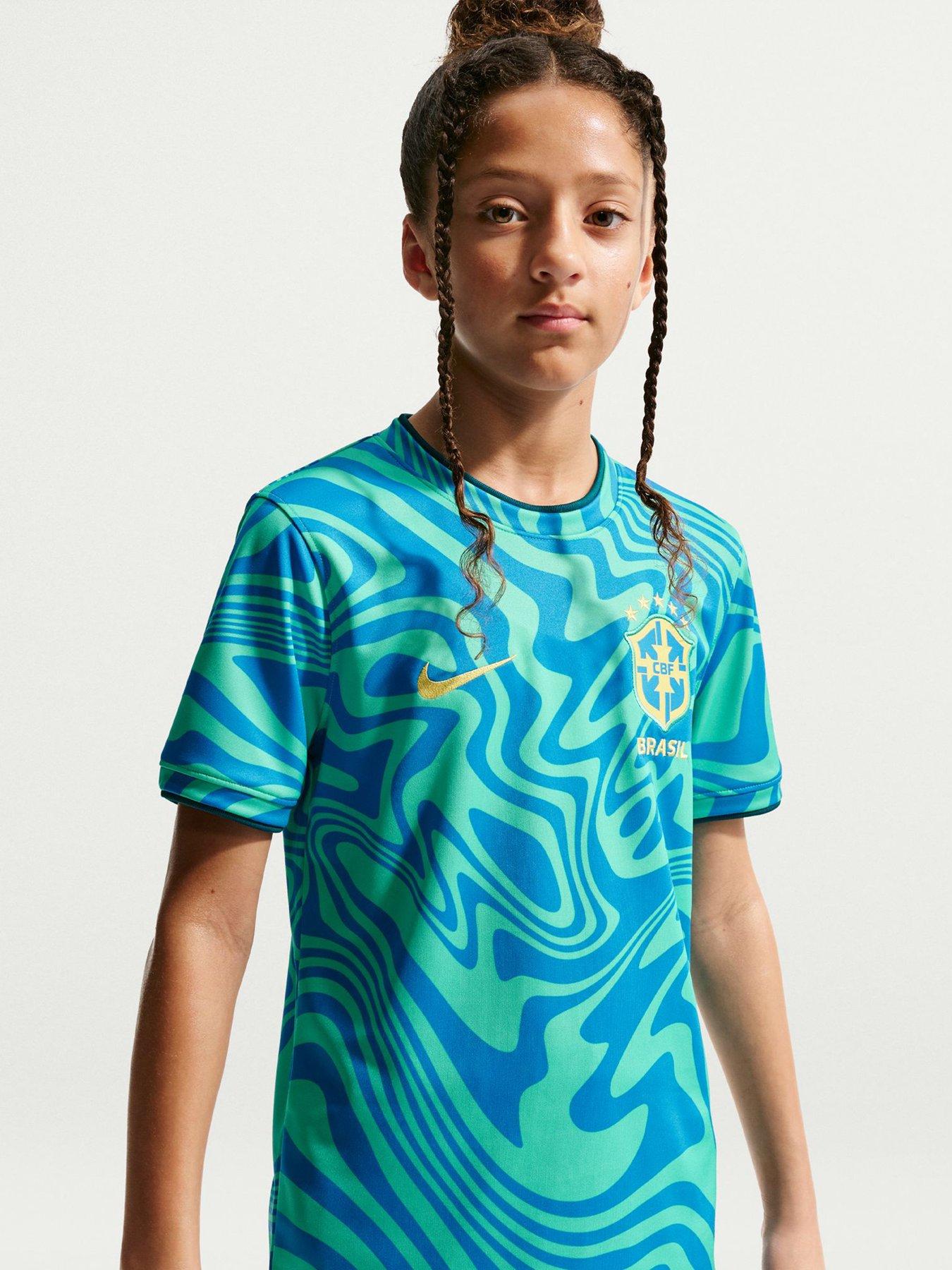 Image 4 of 7 of Nike Older Kids Brazil 2026 Pre-Match Shirt - Blue