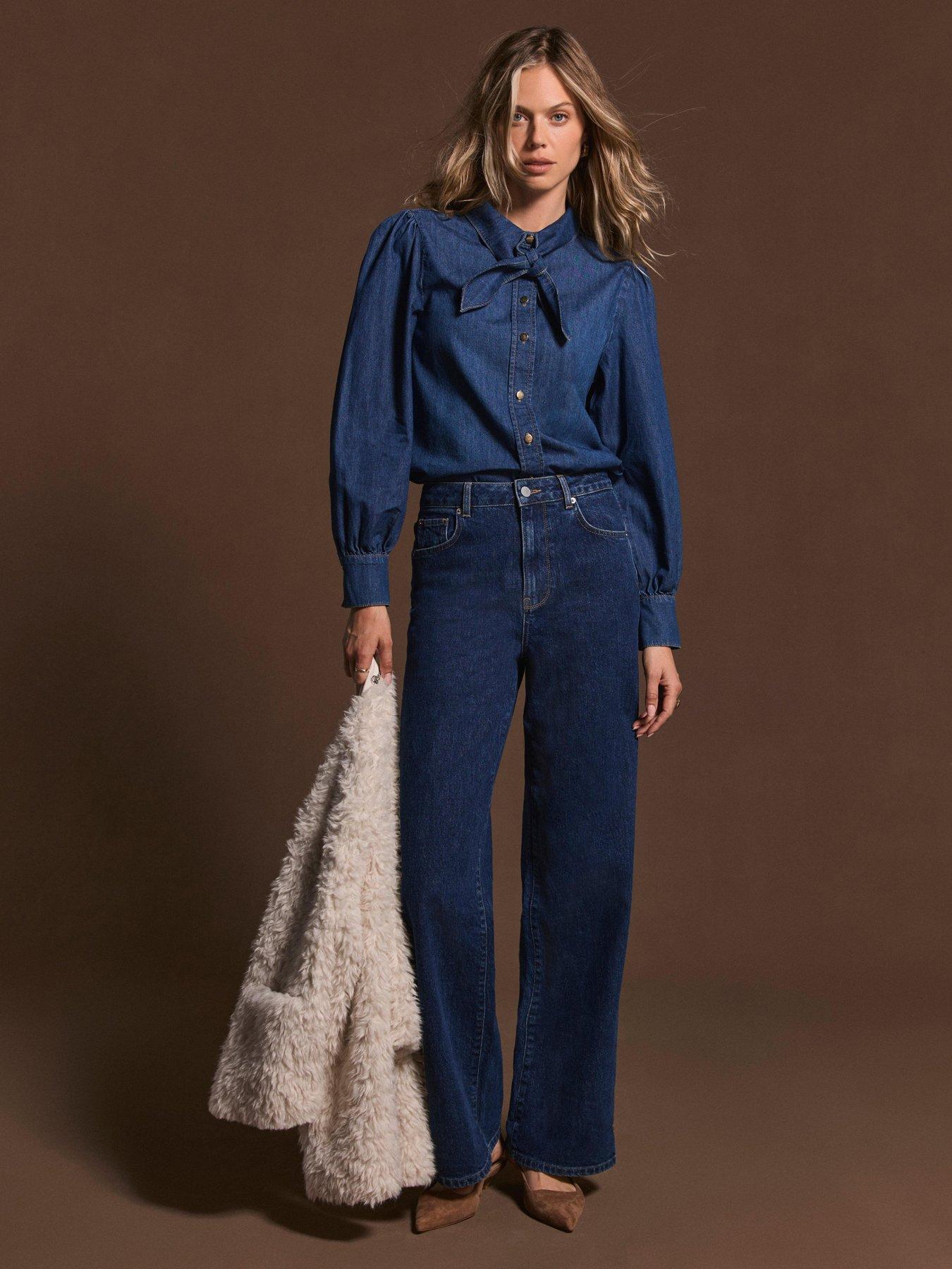 mint-velvet-tie-neck-denim-blouse-blueoutfit