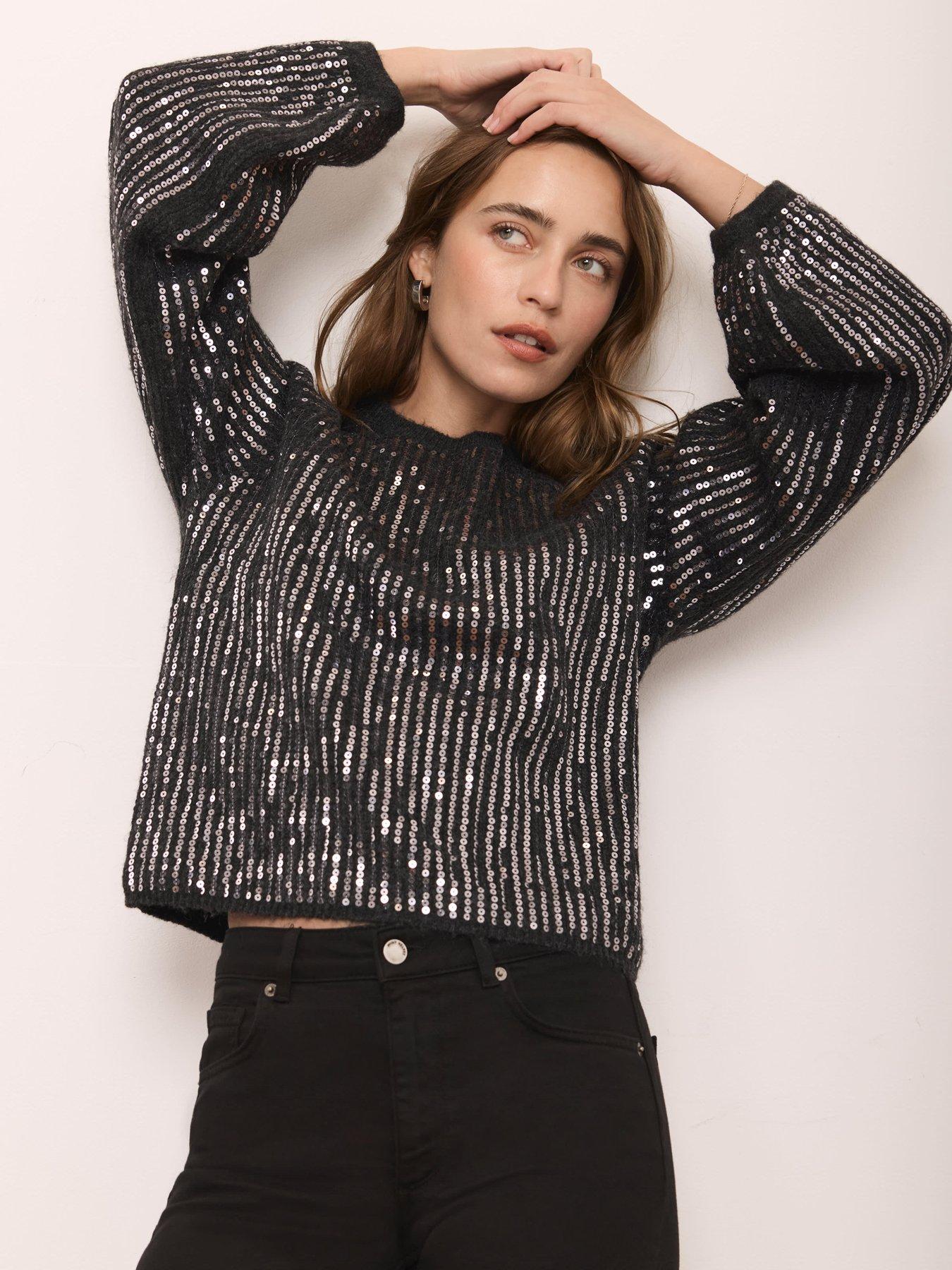 mint-velvet-sequin-stripe-jumper-greystillFront