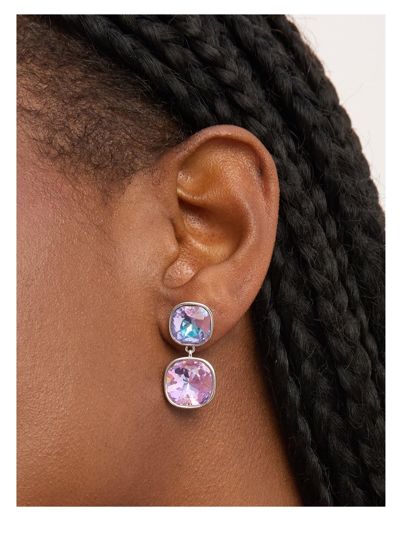 Jon Richard Jon Richard Rhodium Plated and Crystal Vitrail Drop Earrings