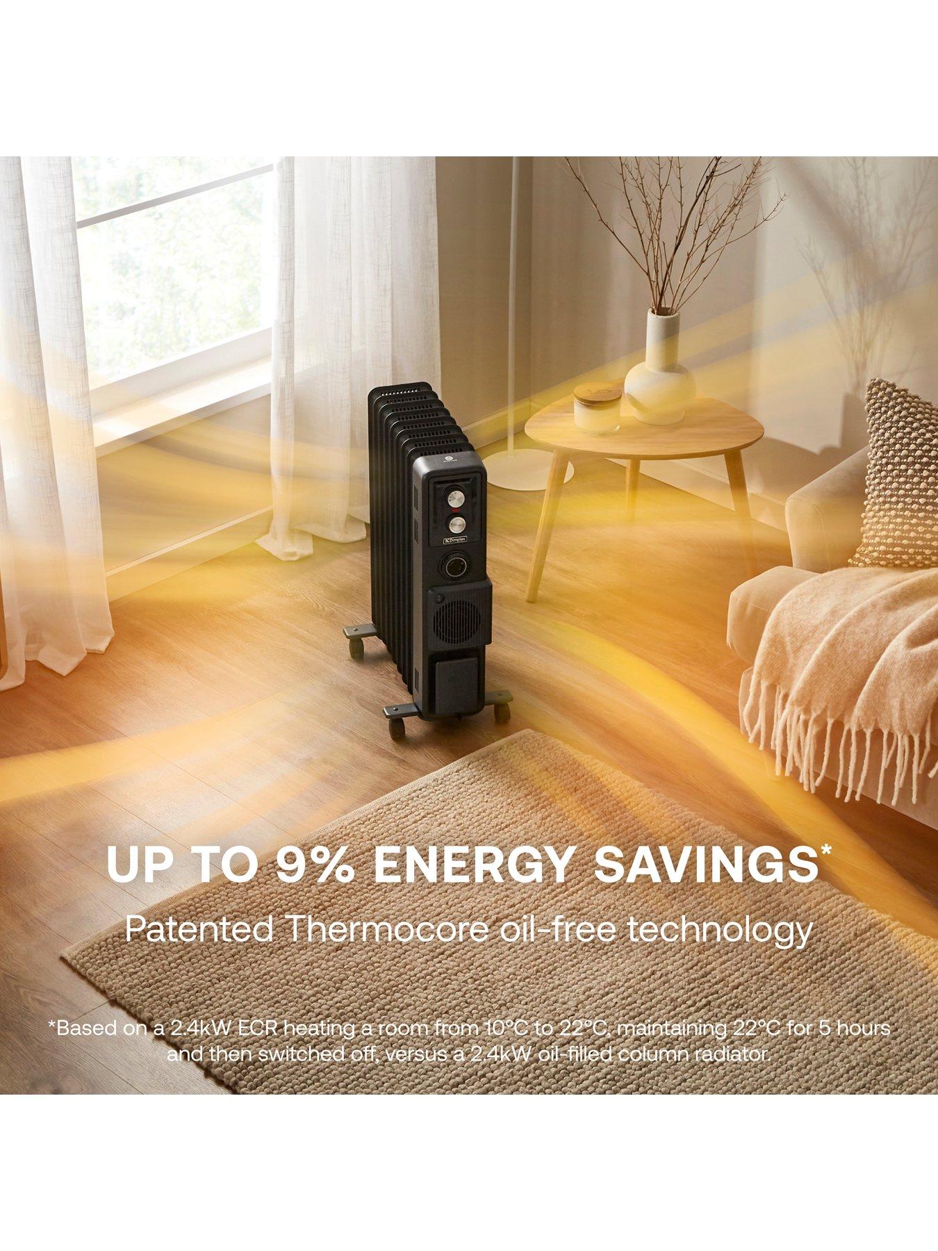 Image 3 of 8 of Dimplex 2.4kW Oil Free Portable Radiator, Eco Mode, 24hr Timer, Turbo Fan Electric Heater, ECR24TIFB Black