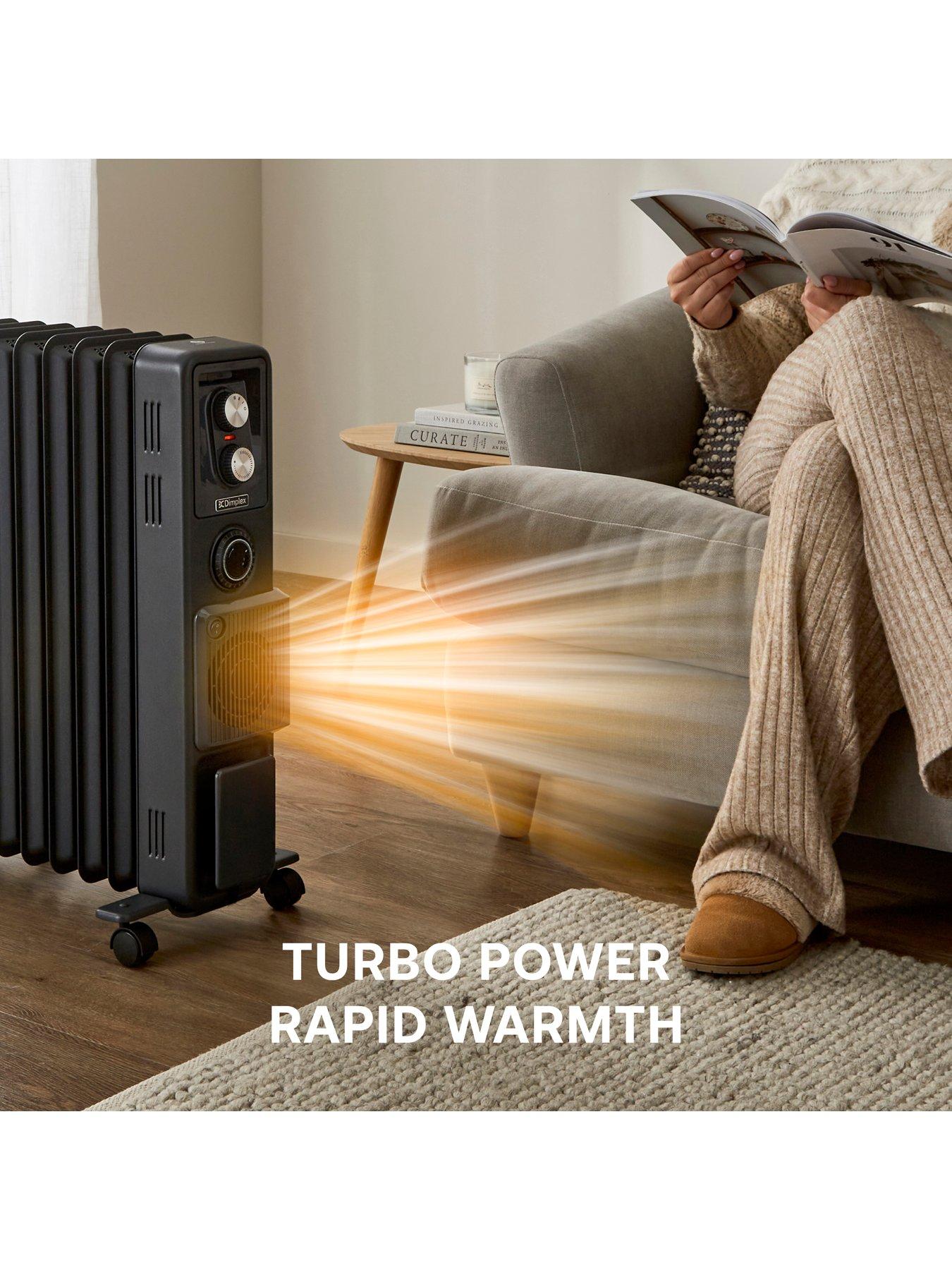 Image 6 of 8 of Dimplex 2.4kW Oil Free Portable Radiator, Eco Mode, 24hr Timer, Turbo Fan Electric Heater, ECR24TIFB Black