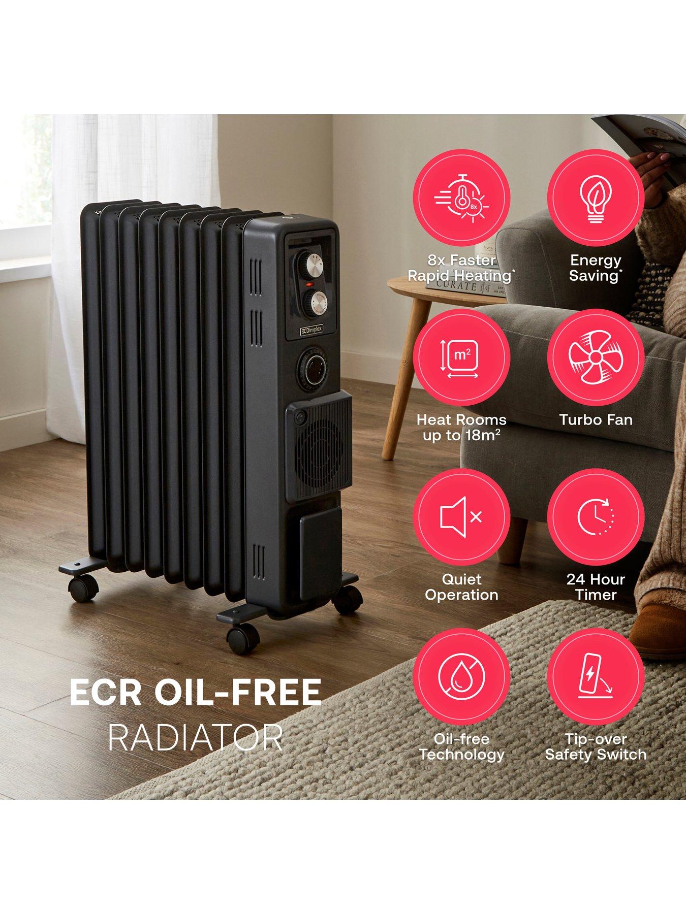 Image 7 of 8 of Dimplex 2.4kW Oil Free Portable Radiator, Eco Mode, 24hr Timer, Turbo Fan Electric Heater, ECR24TIFB Black