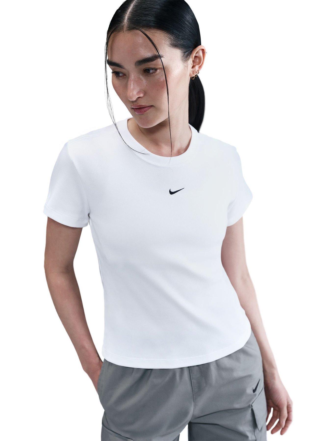 Image 1 of 3 of Nike Womens Rib Tight Short Sleeve Tee - White