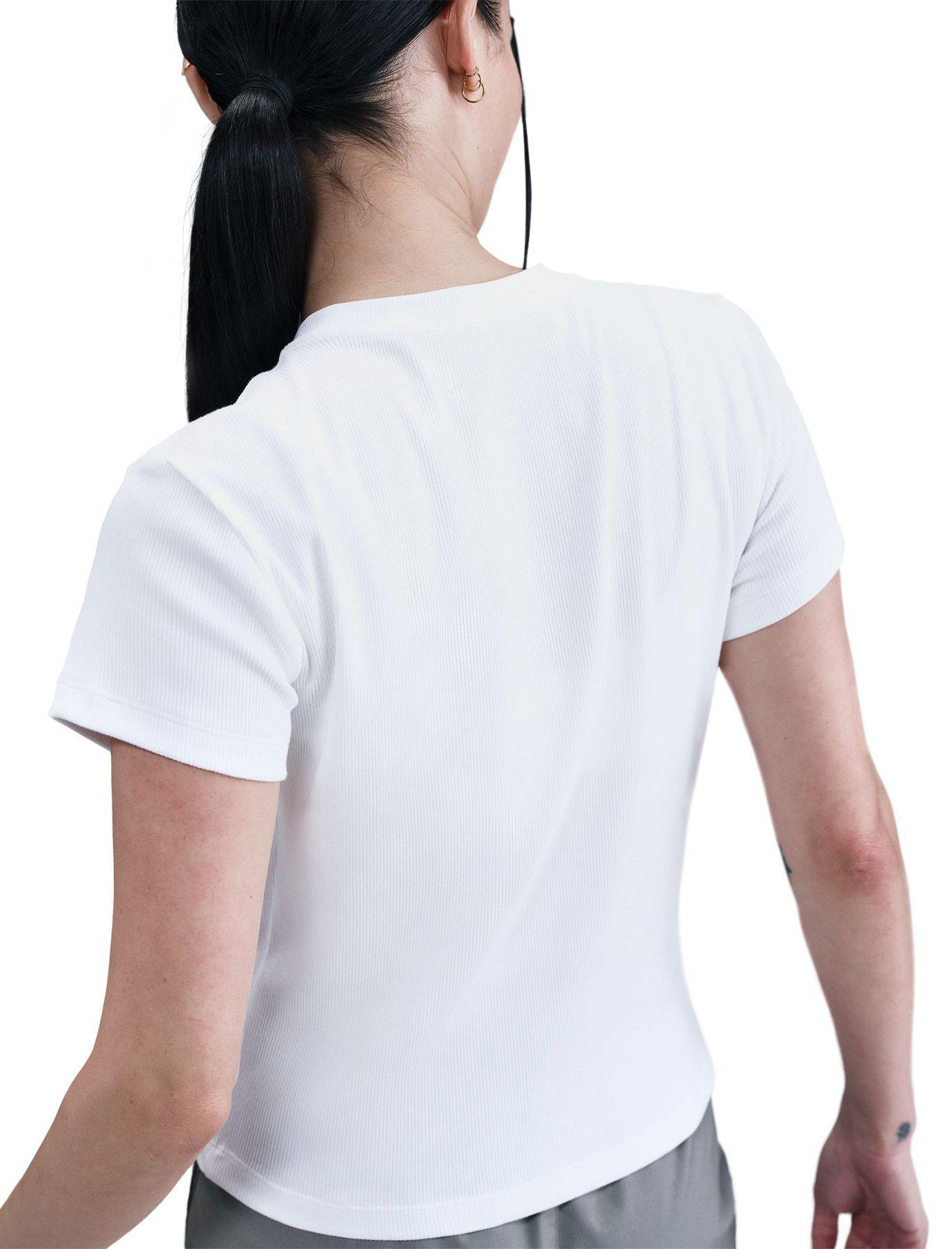 Image 2 of 3 of Nike Womens Rib Tight Short Sleeve Tee - White