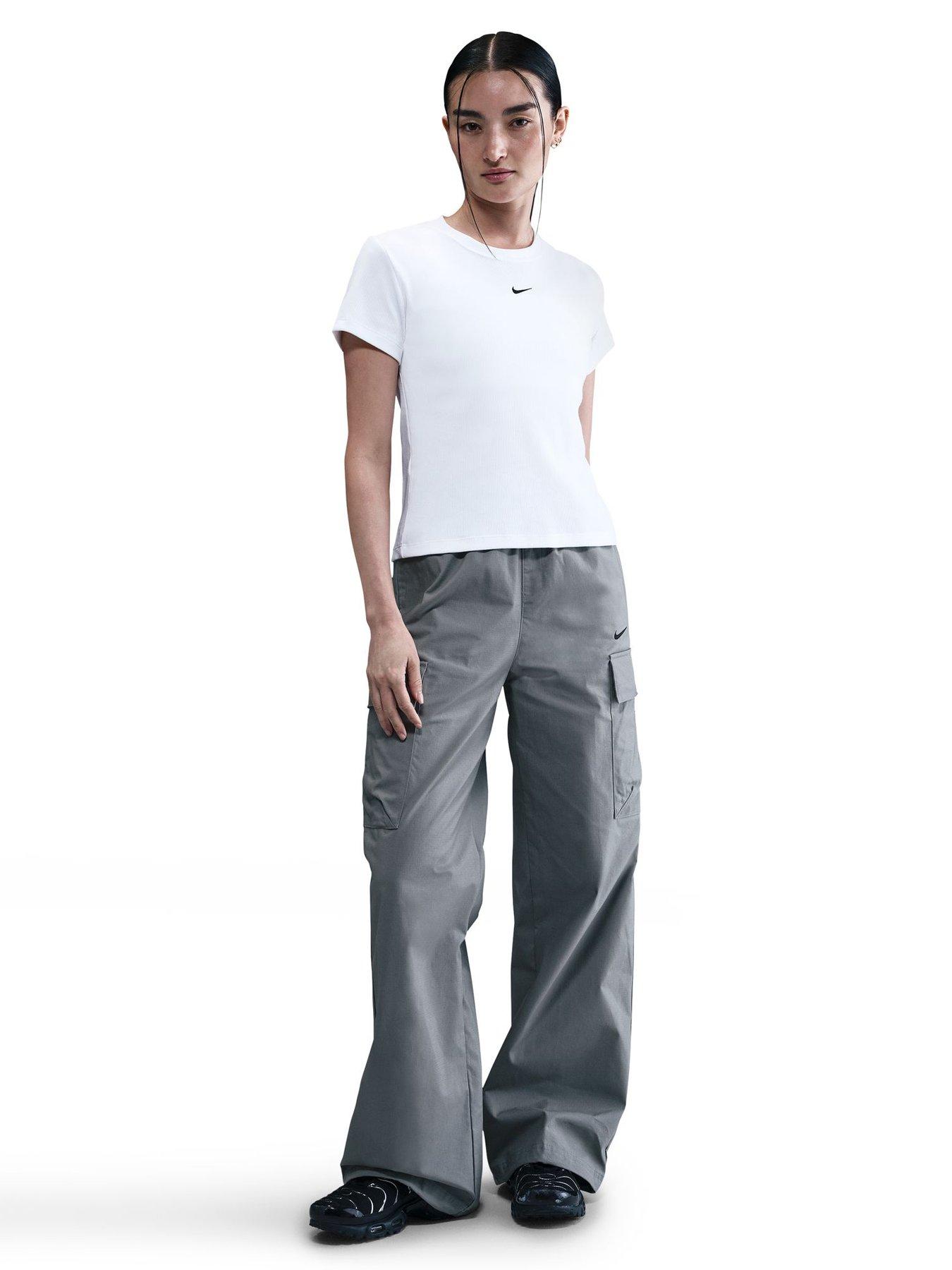 Image 3 of 3 of Nike Womens Rib Tight Short Sleeve Tee - White