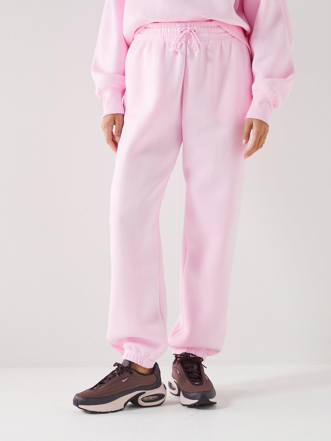 Nike Womens Sportswear Phoenix Fleece High Rise Oversized Pants - Pink