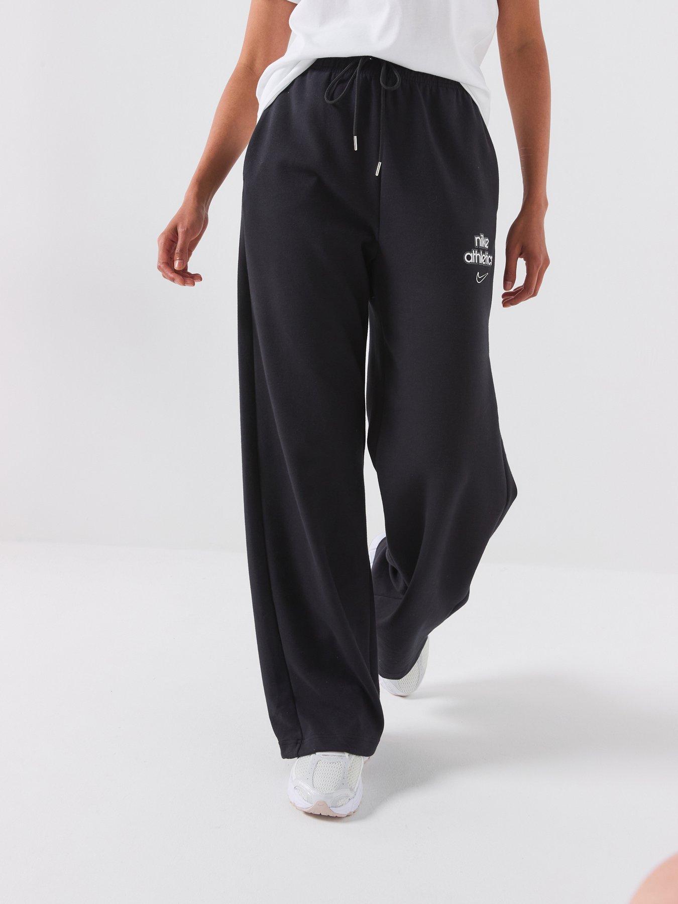 Nike Womens Phoenix Fleece High Rise Wide Leg Pants - Black