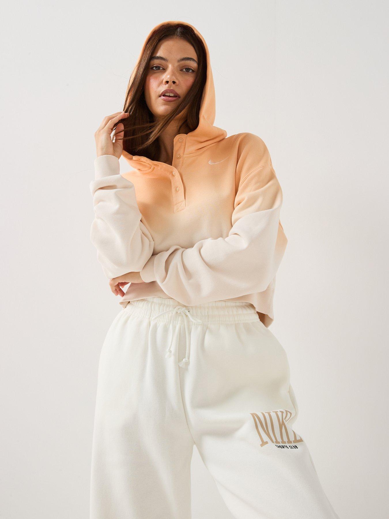 Nike Womens Sportswear Phoenix Fleece Oversized Henley Dip Hoodie - White
