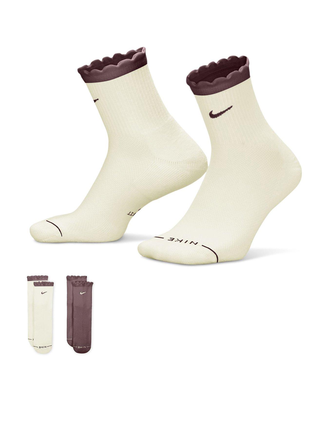 Nike Womens Everyday Elevated Scalloped Micro Crew Socks 2 Pack - Multi