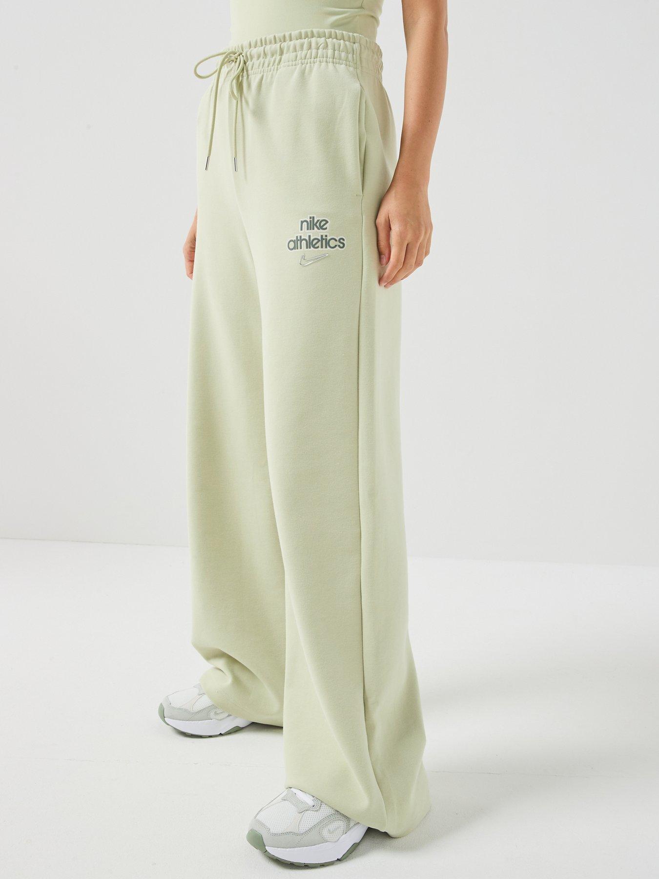 Nike Womens Phoenix Fleece High Rise Wide Leg Pants - Green