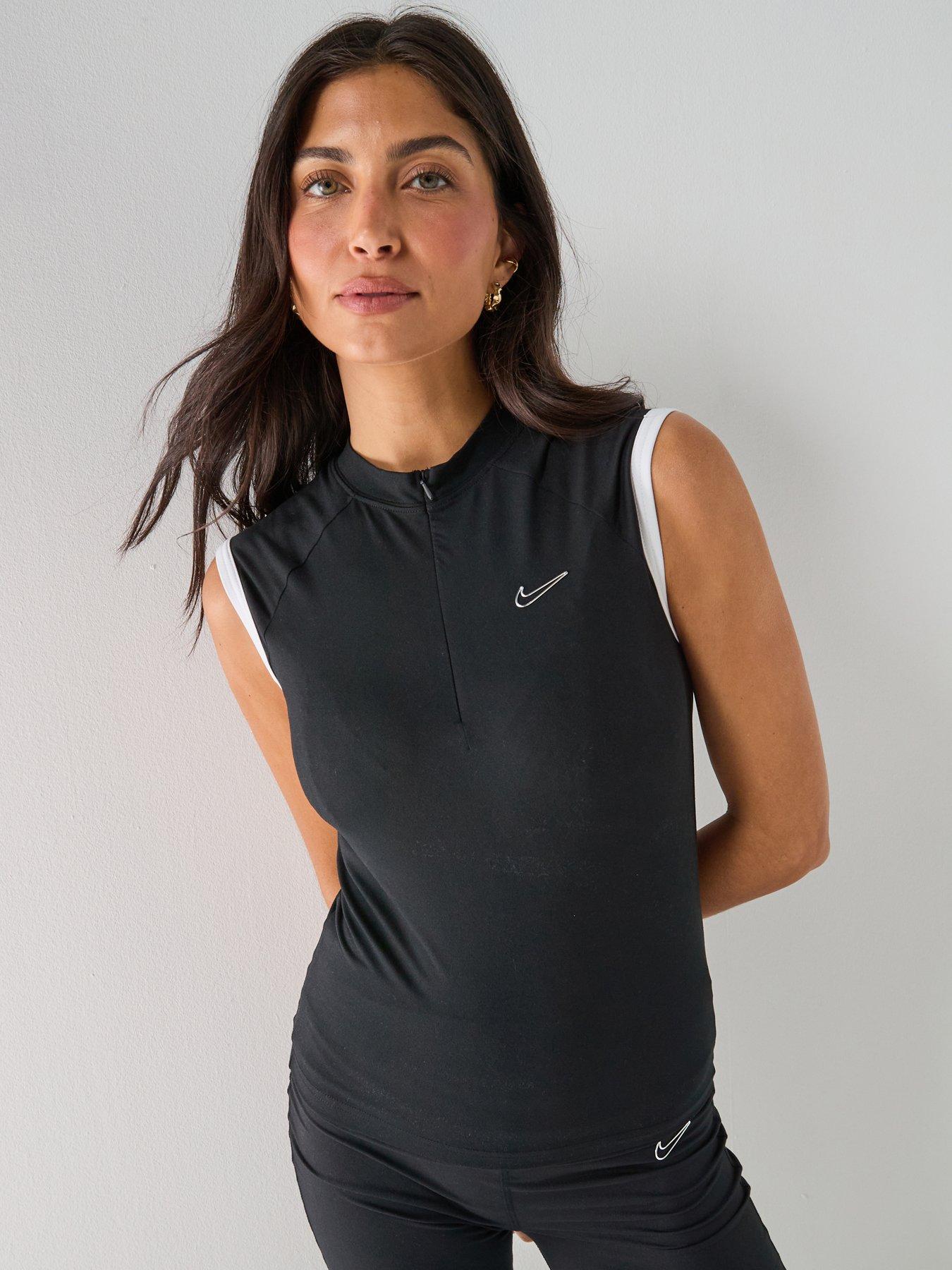 Nike Womens Sleeveless Fitted Quarter Zip Top - Black