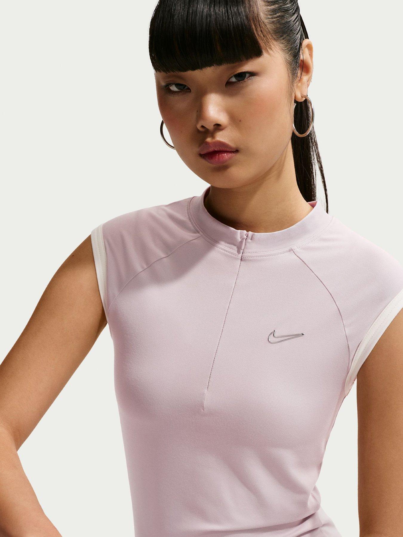 Image 3 of 4 of Nike Womens Sleeveless Fitted Quarter Zip Top - Pink