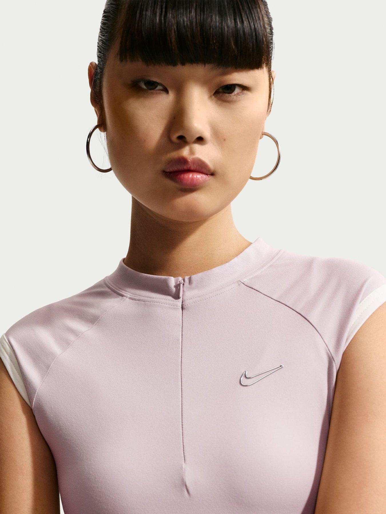 Image 4 of 4 of Nike Womens Sleeveless Fitted Quarter Zip Top - Pink