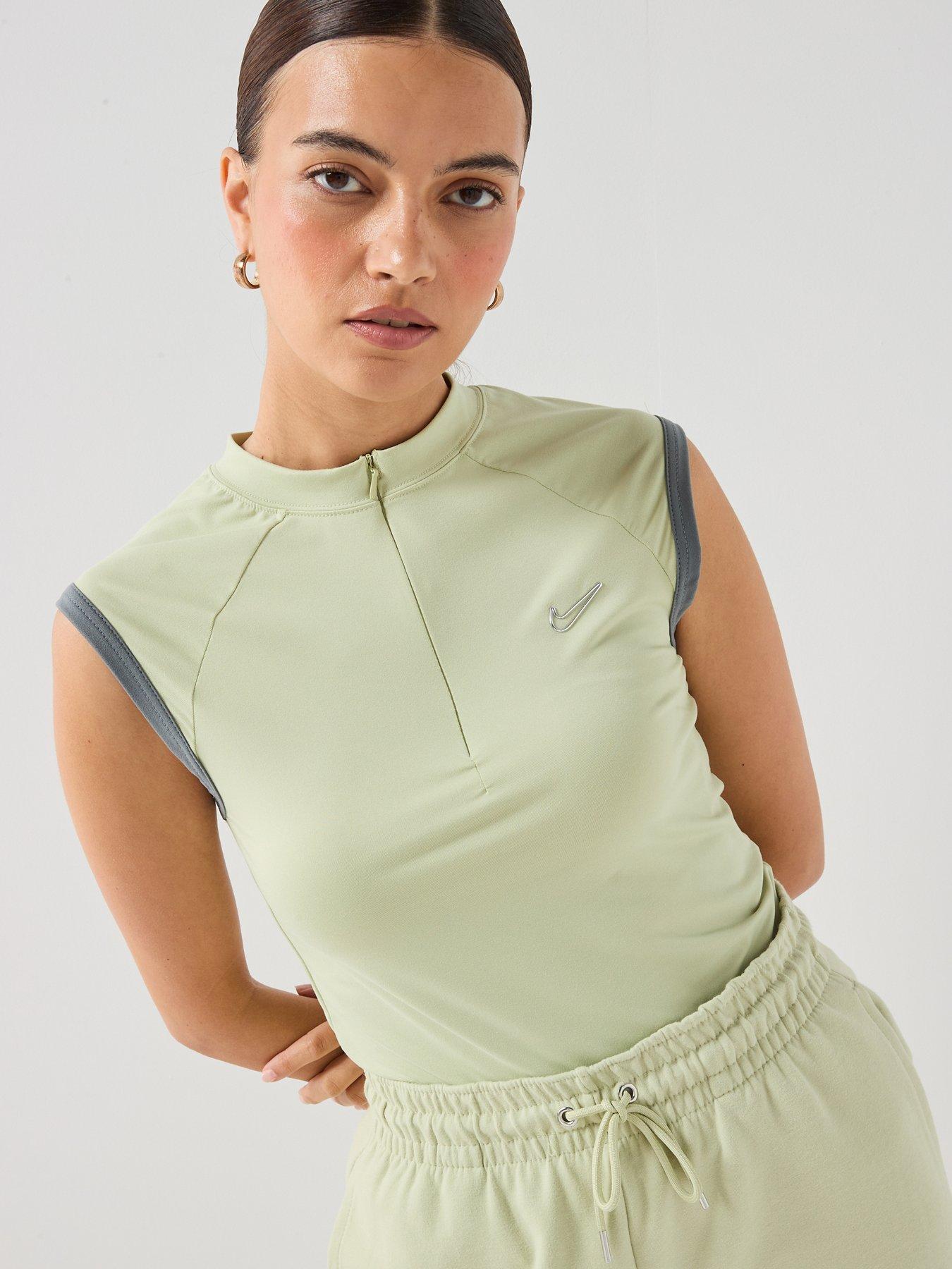 Nike Womens Sleeveless Fitted Quarter Zip Top - Green