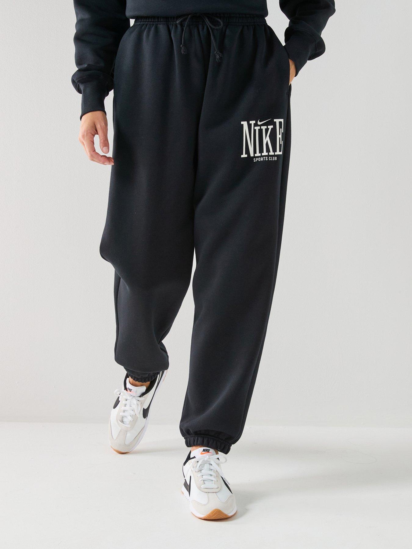 Nike Womens Sportswear Phoenix Fleece Oversized Graphic Joggers - Black