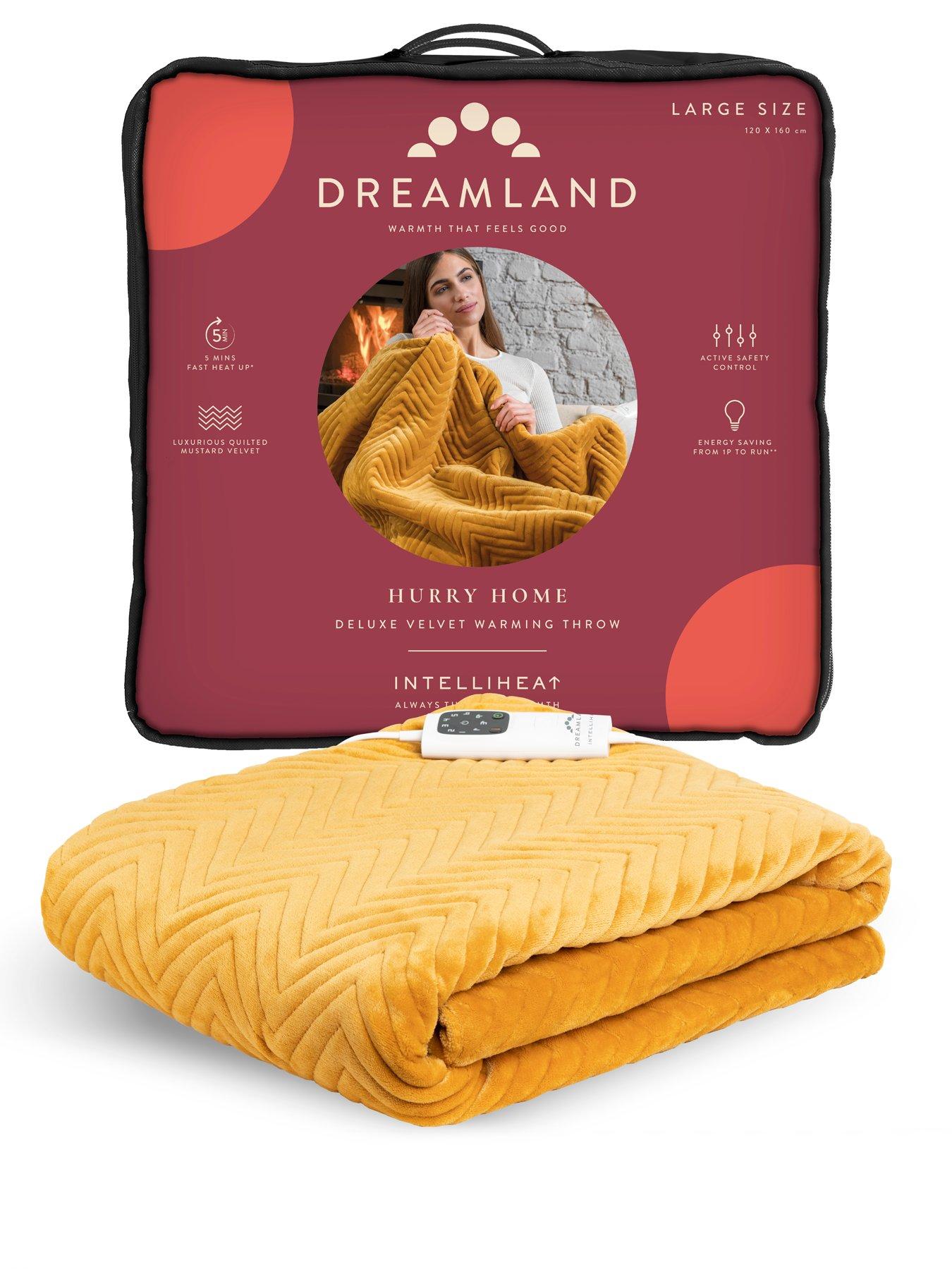 Dreamland Dreamland Hurry Home Deluxe Velvet Warming Herringbone Mustard Throw
