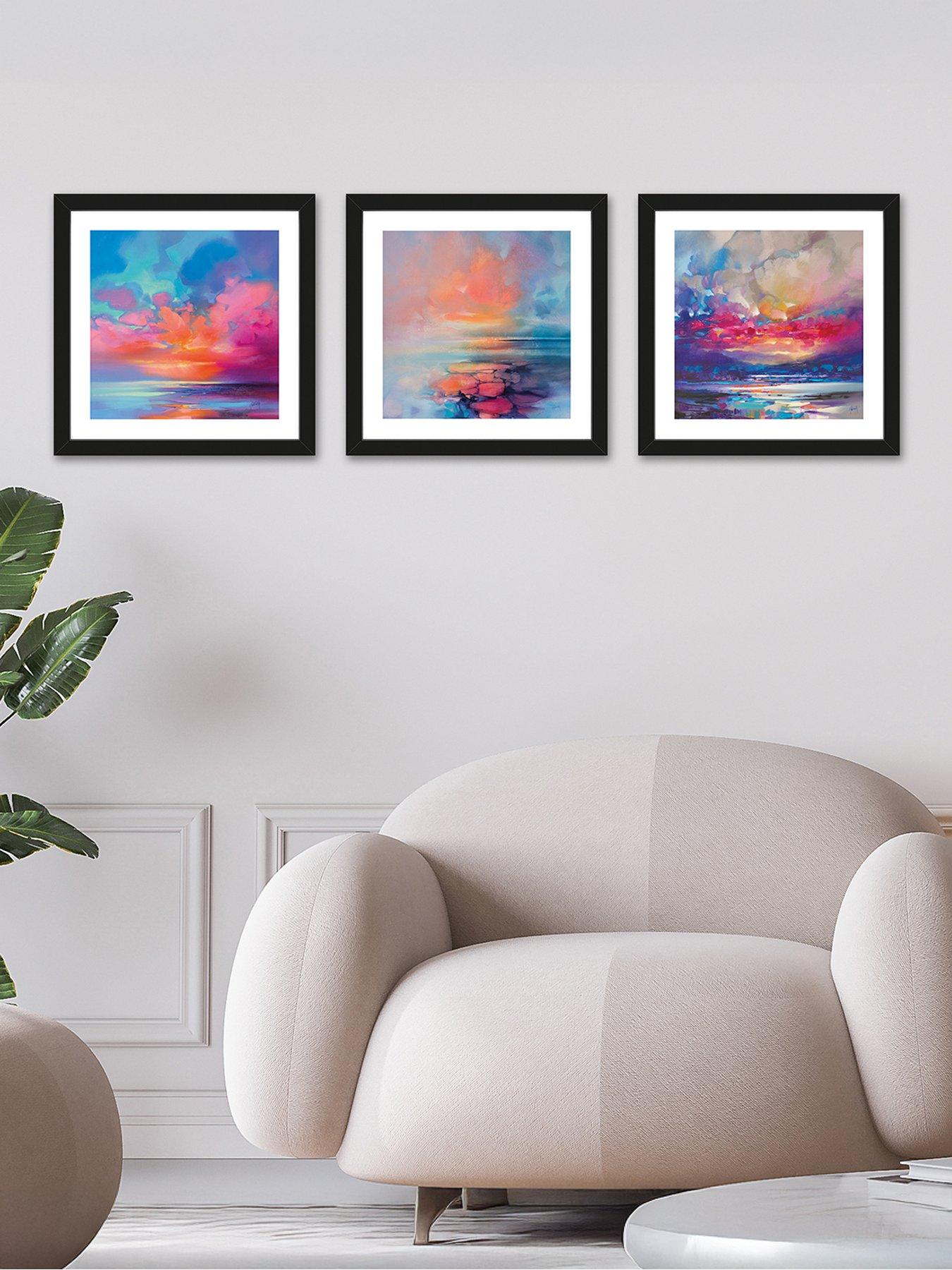 the-art-group-set-of-3-framed-art-scott-naismith-creation-of-blue-2ariaquantum-skye-345-x-345cm