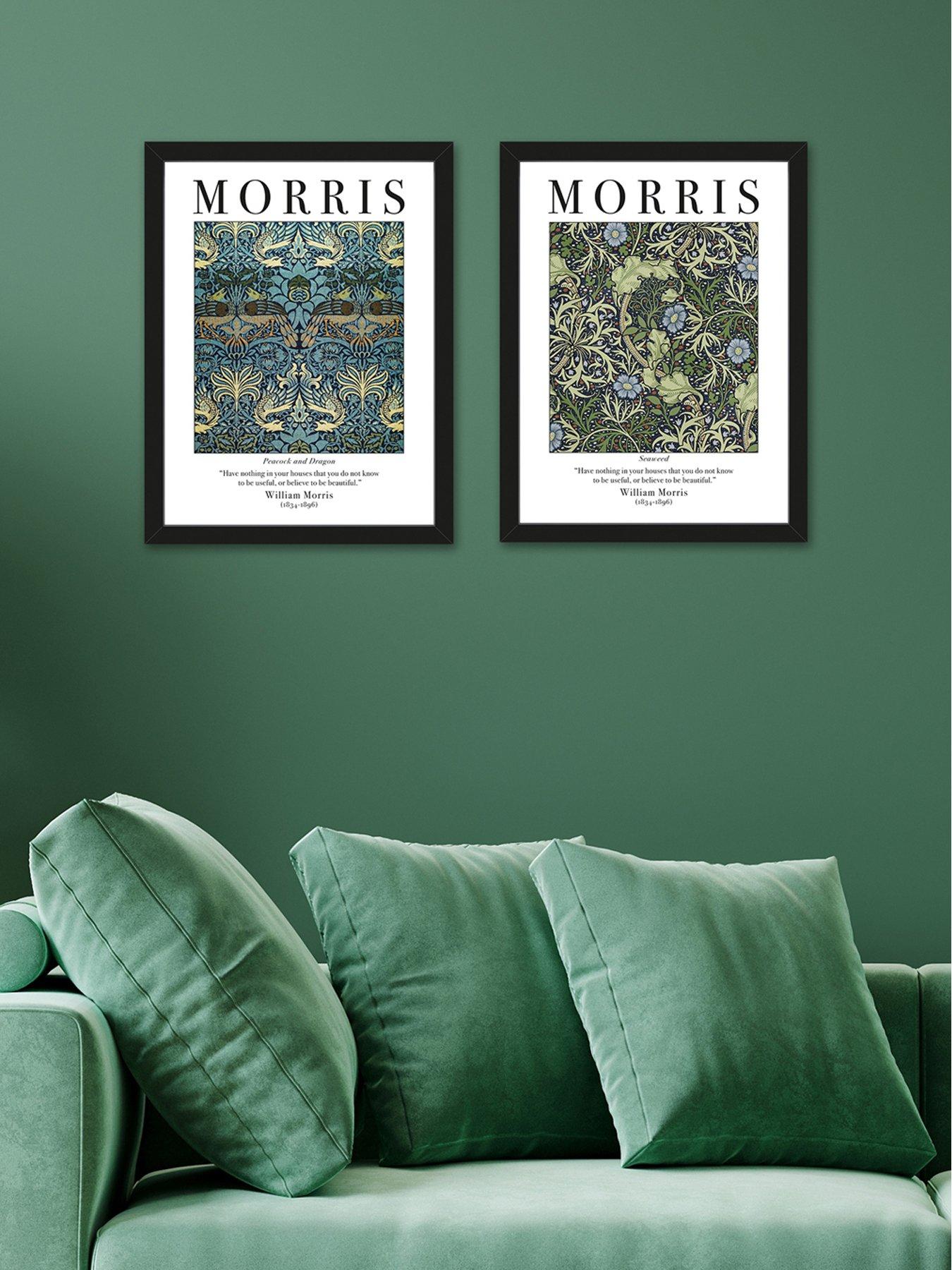 the-art-group-set-of-2-framed-art-william-morris-peacock-and-dragon-seaweed-33x43cm