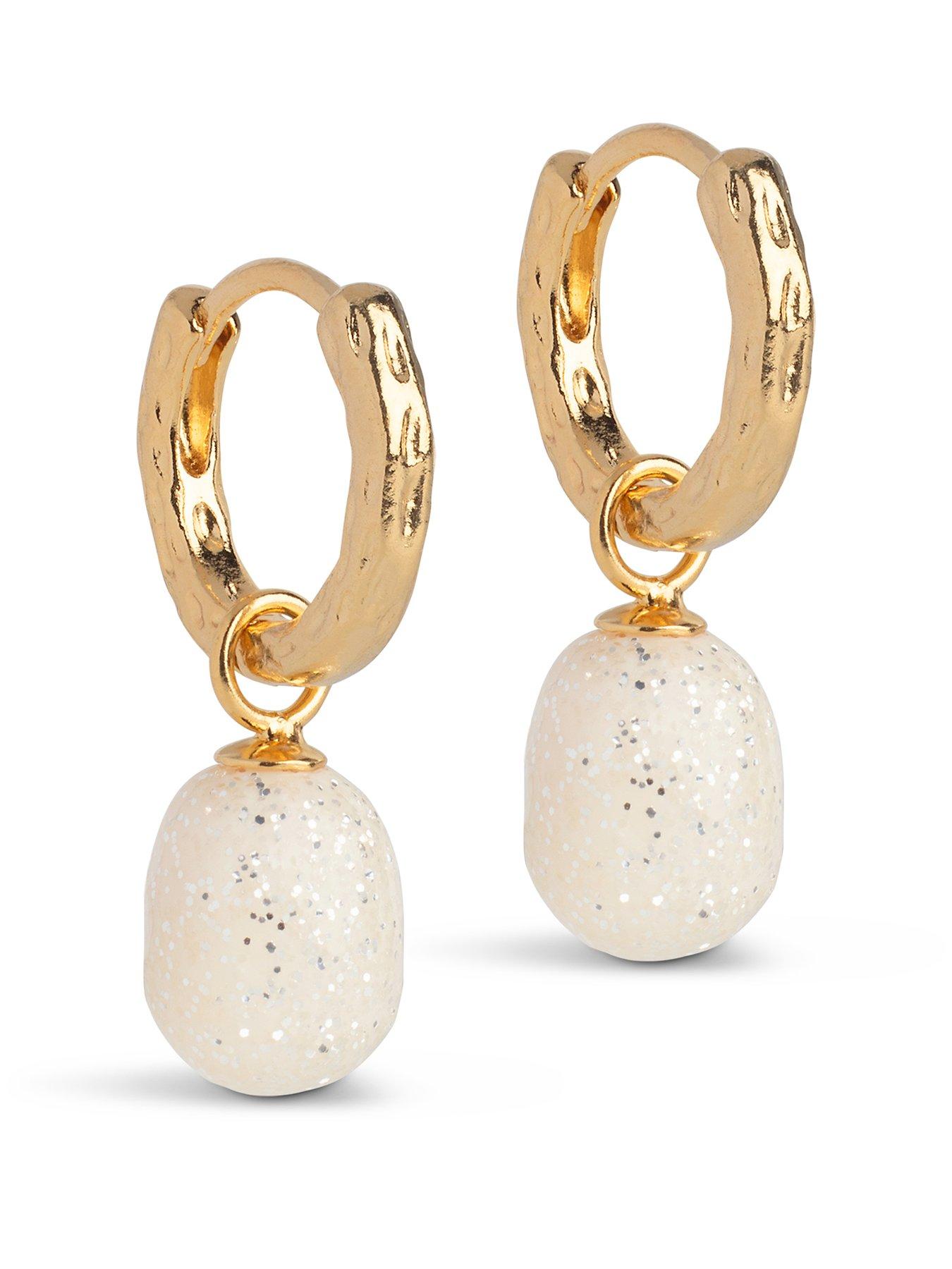 ENAMEL Copenhagen Significant Enamel Hoop Earrings Sparkle 18k Gold Plated Sterling Silver