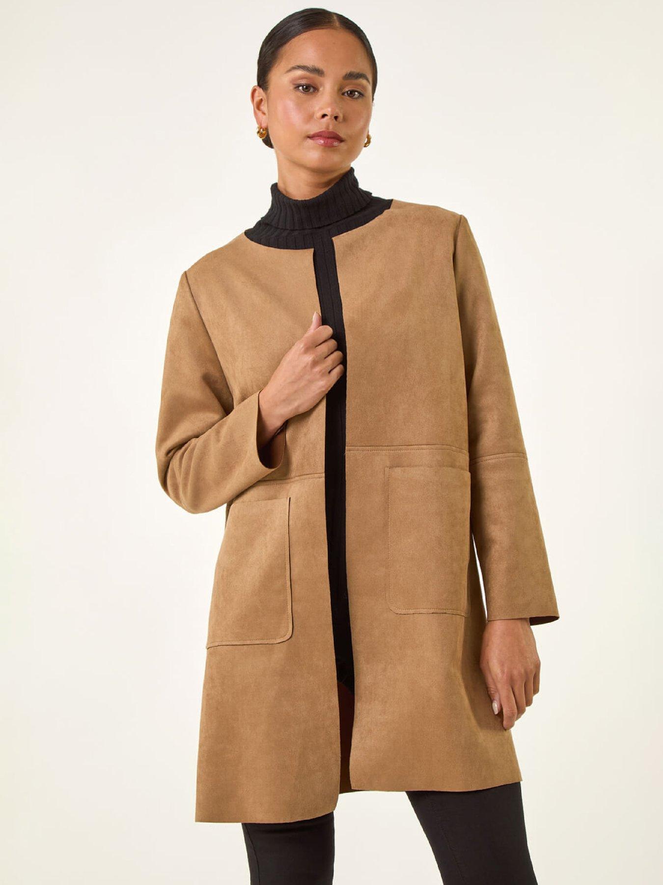 Roman Petite Suede Contrast Pocket Jacket - Tan