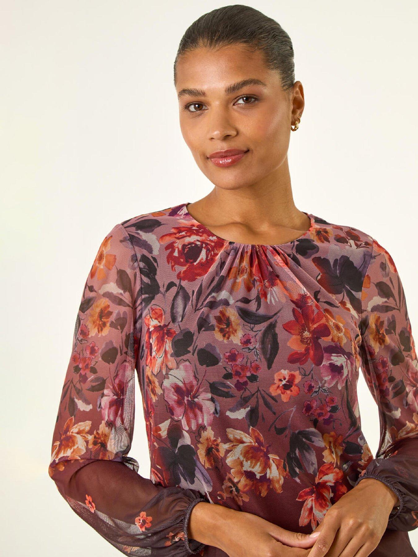 roman-floral-print-mesh-top-chocolateoutfit