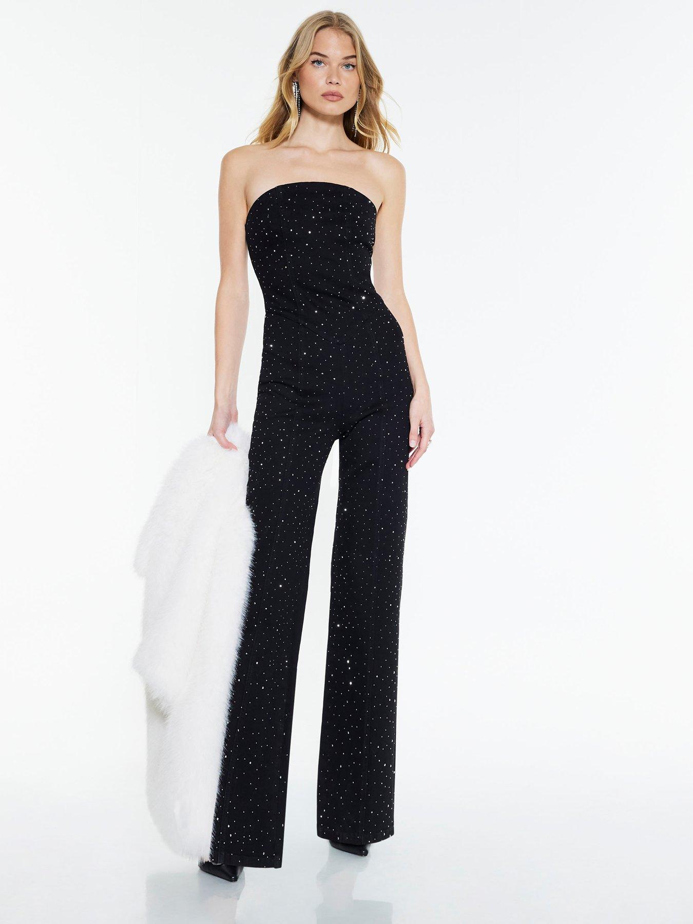 River Island Genie Heatseal Jumpsuit - Black