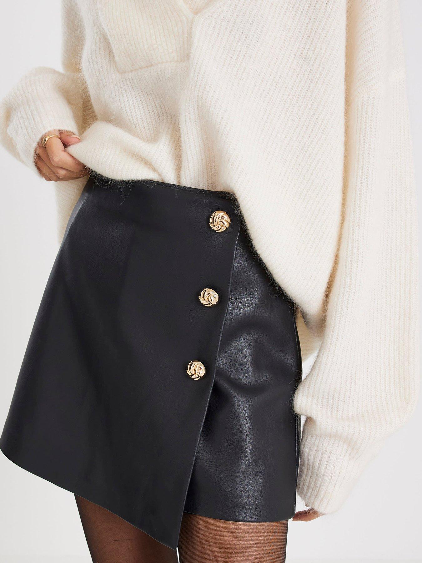 river-island-asymmetric-trim-pu-skort-black