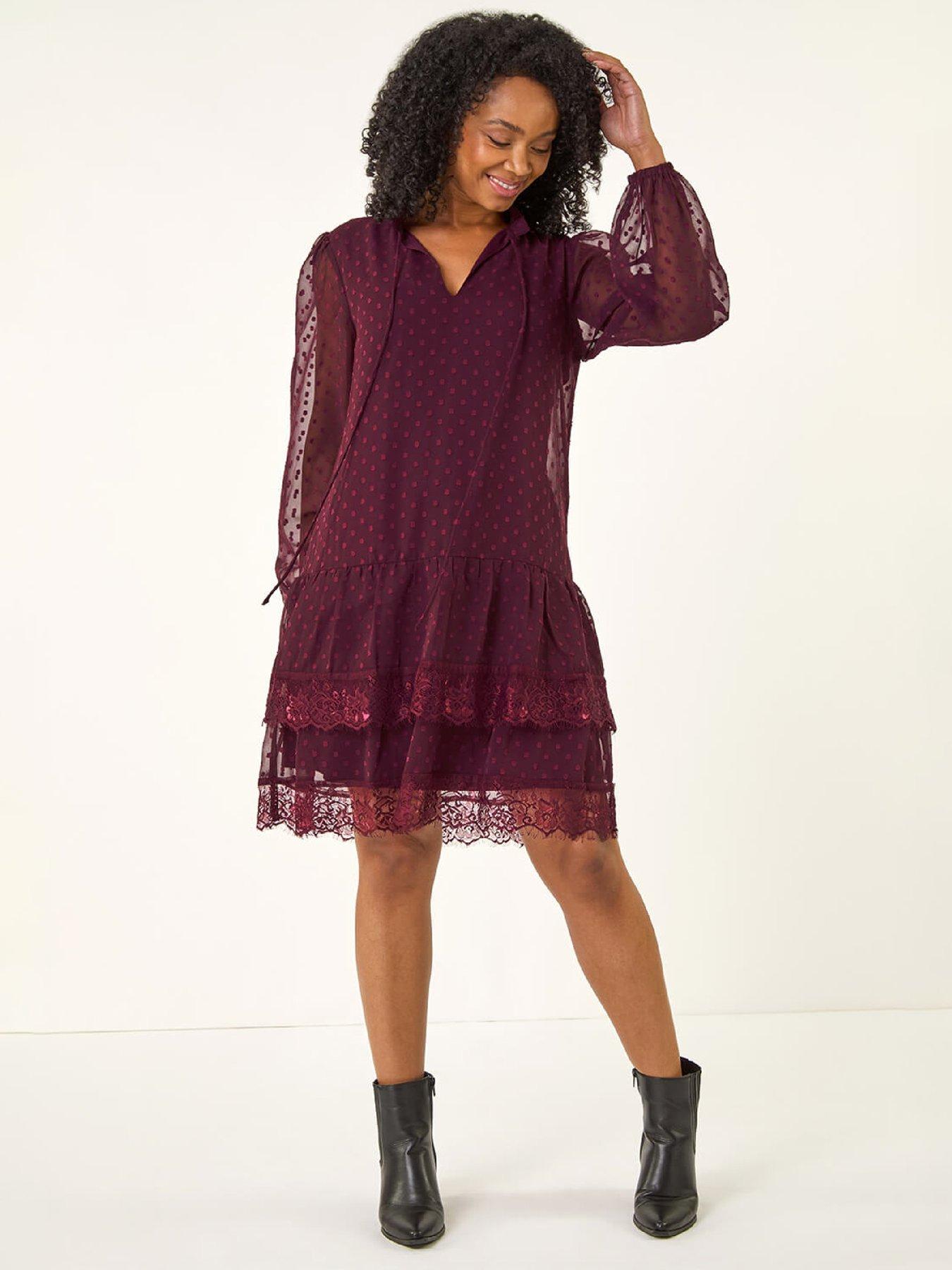 roman-petite-frill-tie-front-lace-dress-wine