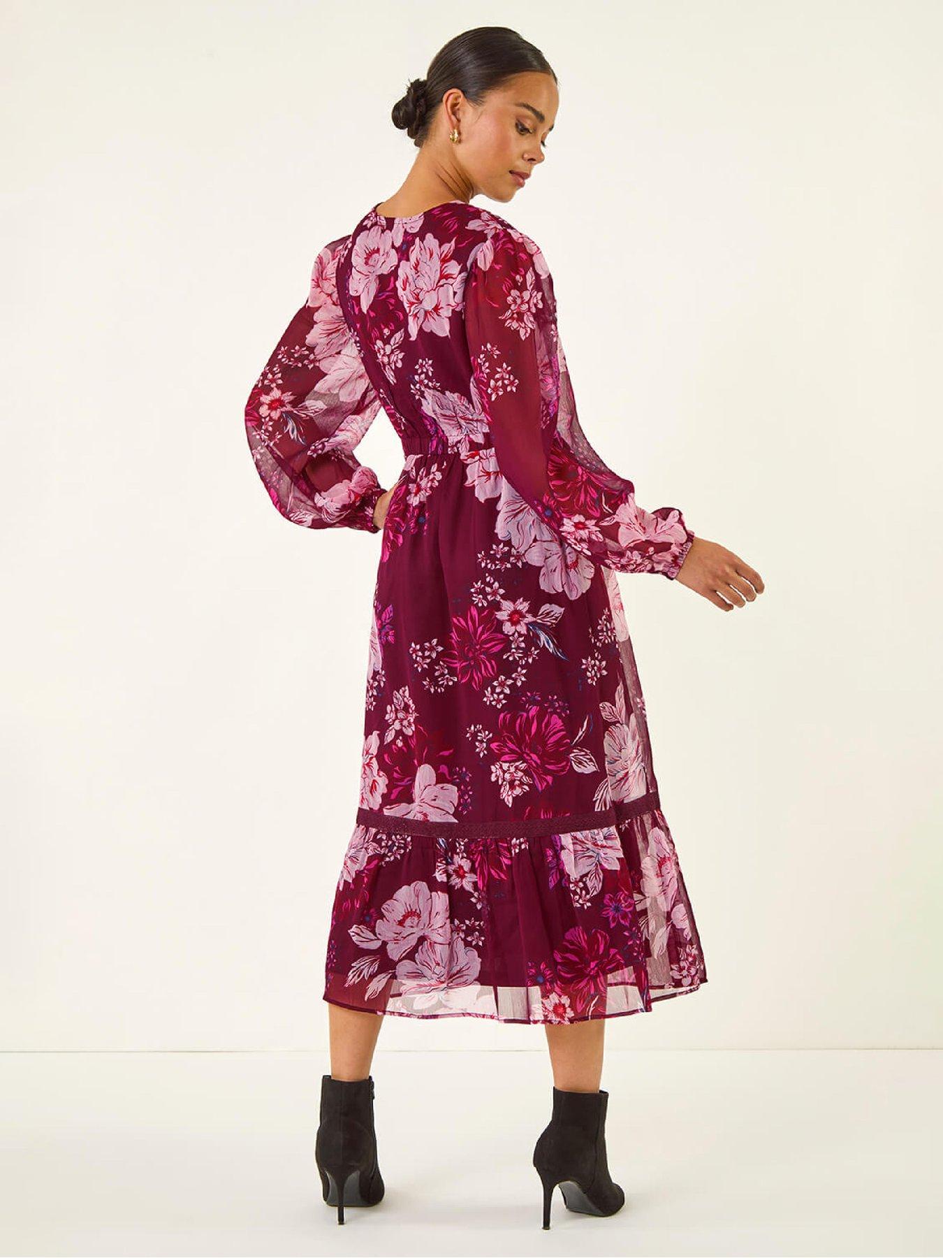 roman-petite-floral-print-trim-midi-dress-winestillFront