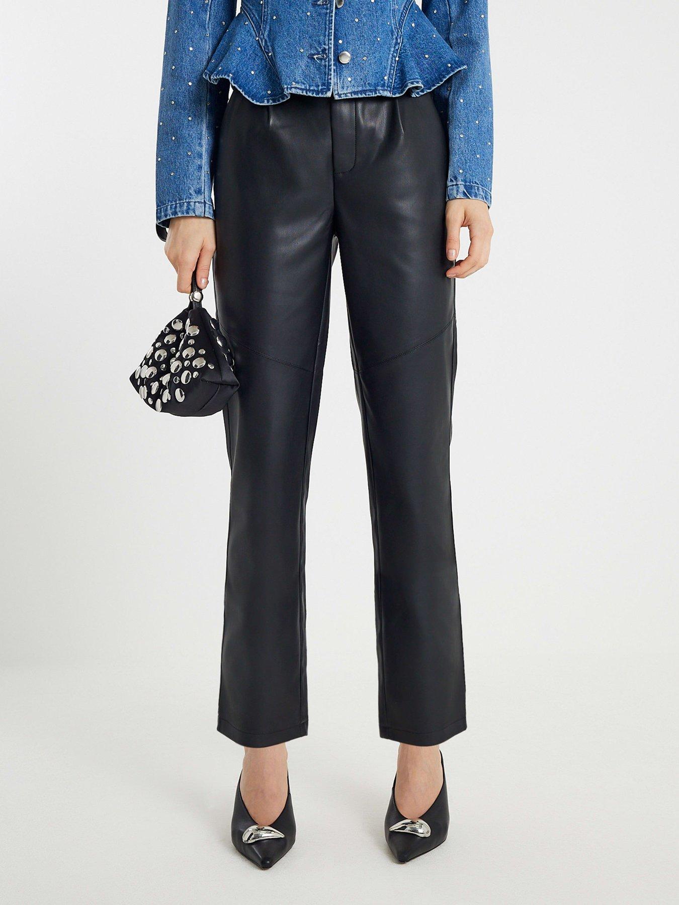 river-island-elastic-back-tapered-trouser-blackfront