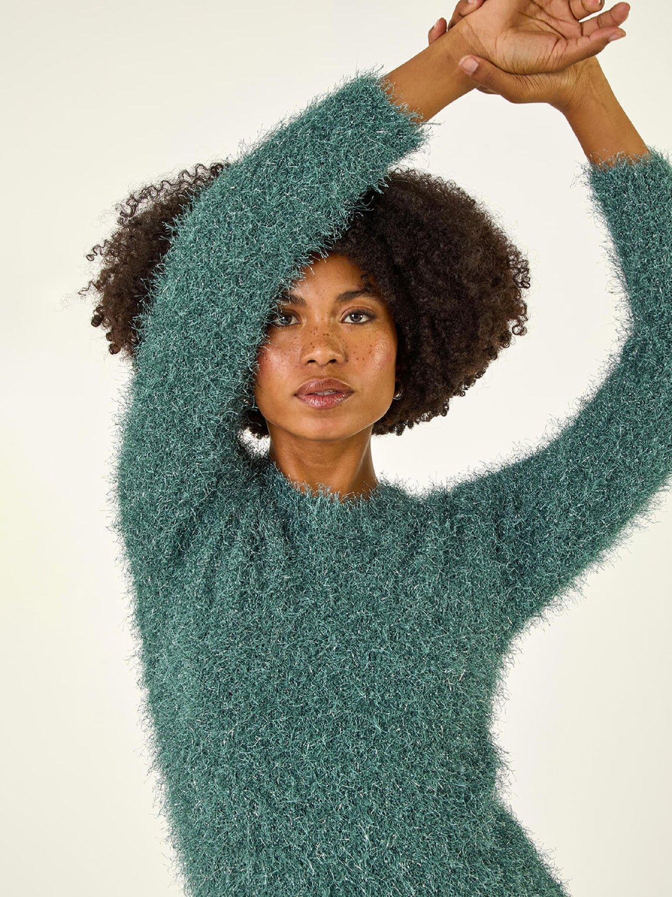 Image 4 of 5 of Roman Metallic Fluffy Knit Jumper - Sage