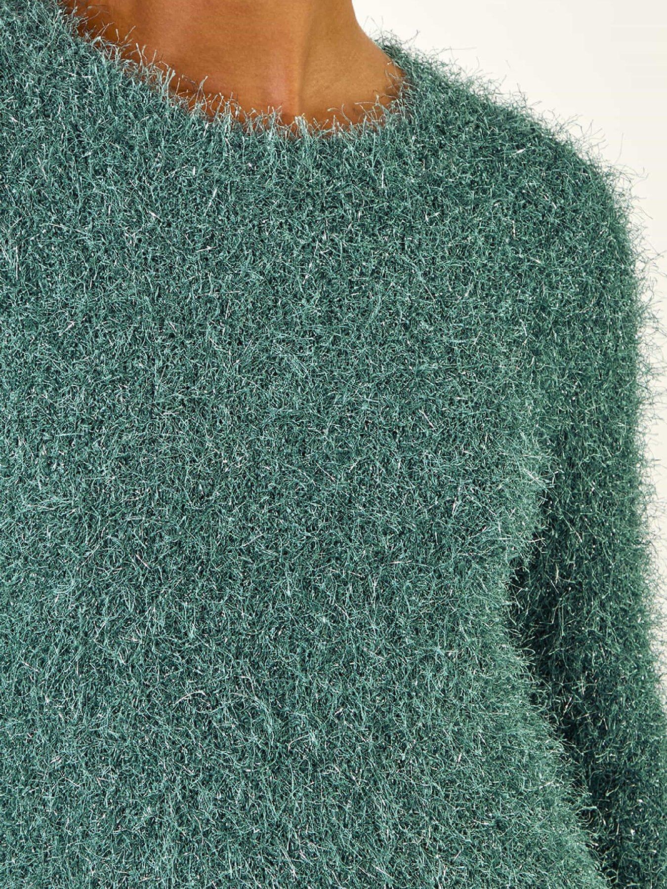 Image 5 of 5 of Roman Metallic Fluffy Knit Jumper - Sage