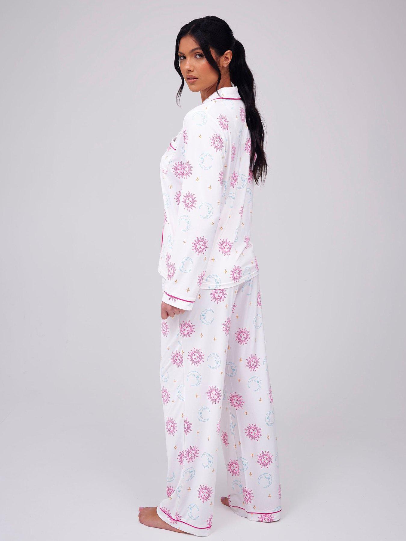 Image 2 of 4 of Loungeable Celestial Printed Super Soft Revere Pyjama Set - Multi