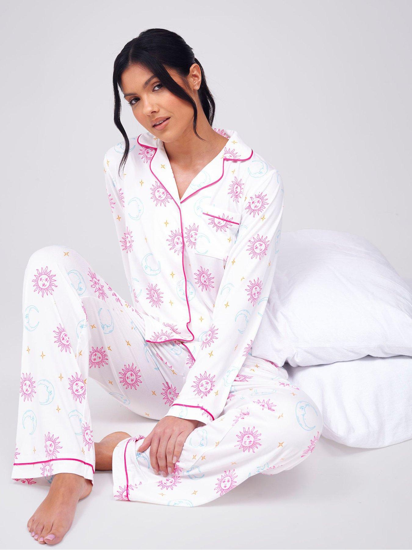 Image 3 of 4 of Loungeable Celestial Printed Super Soft Revere Pyjama Set - Multi