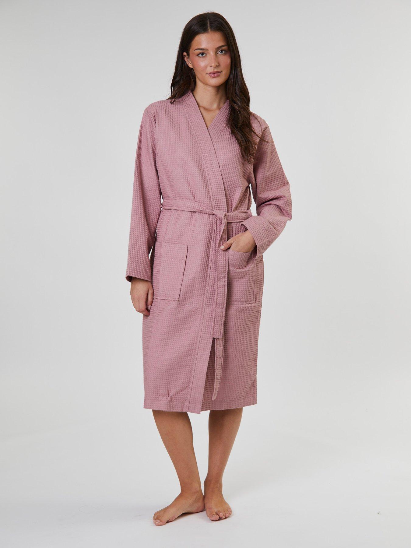 Loungeable Cotton Waffle Robe - Pink