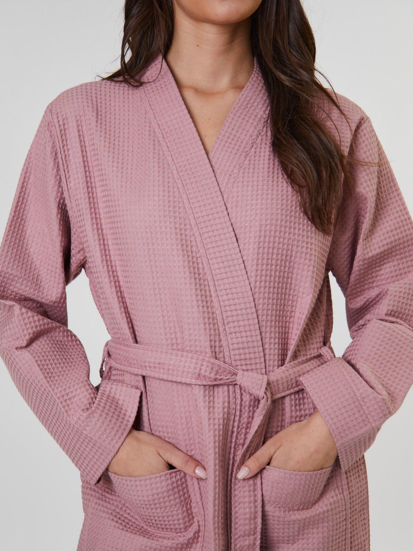 Image 3 of 3 of Loungeable Cotton Waffle Robe - Pink