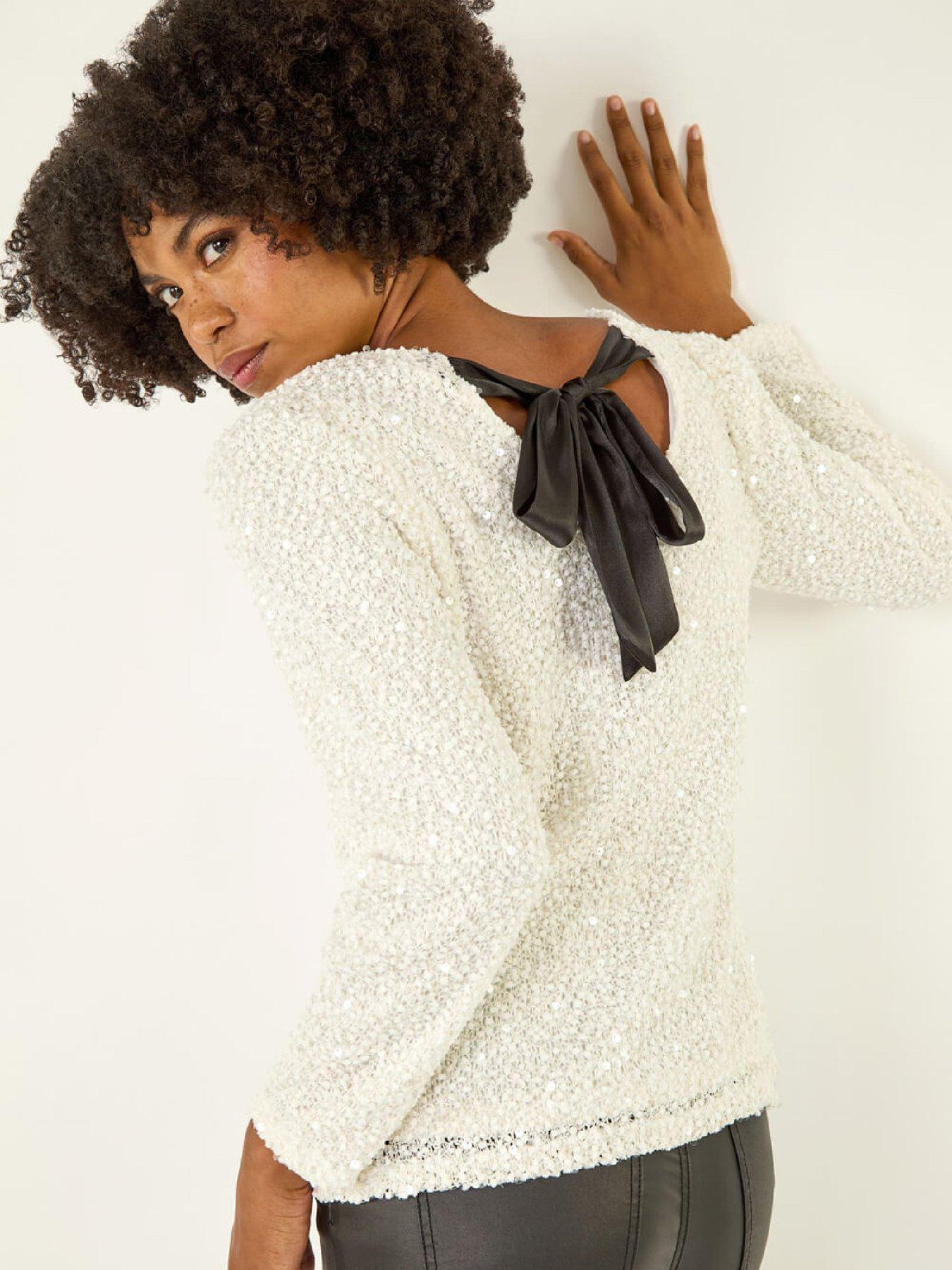 roman-sequin-bow-back-snit-top-ivoryoutfit