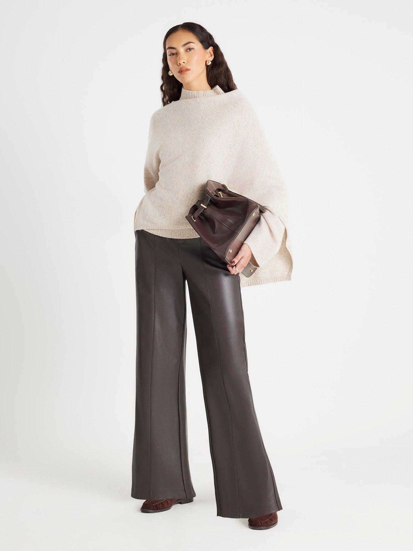 River Island Belted Wide Leg Trouser - Brown