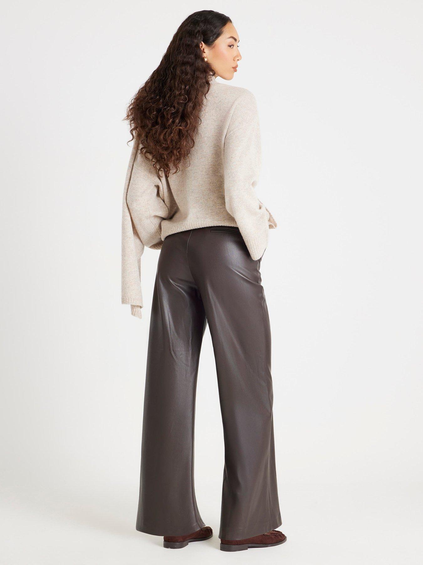 Image 2 of 4 of River Island Belted Wide Leg Trouser - Brown