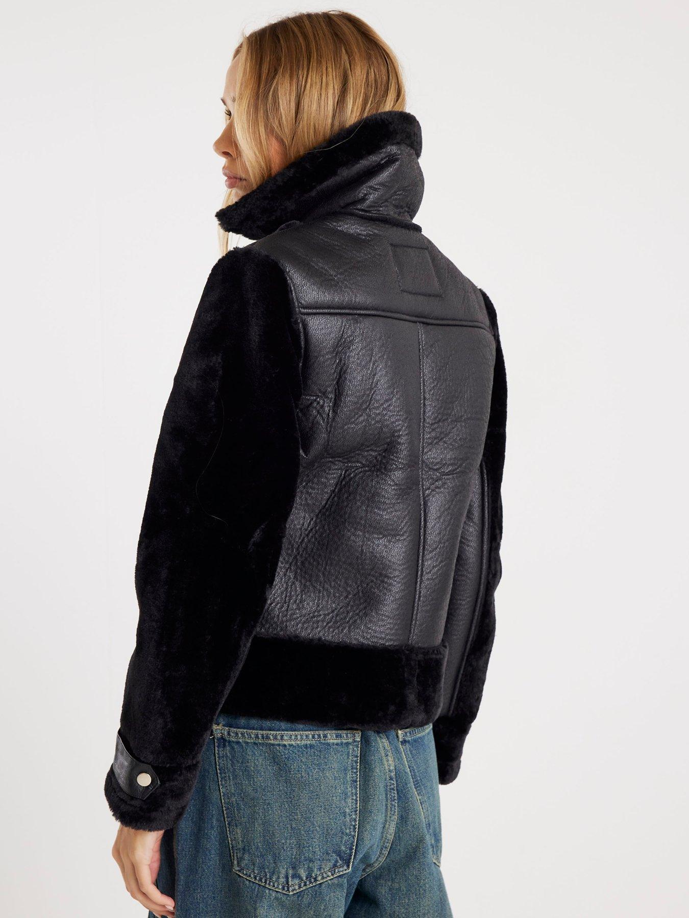 Image 2 of 4 of River Island Boxy Aviator Jacket - Black
