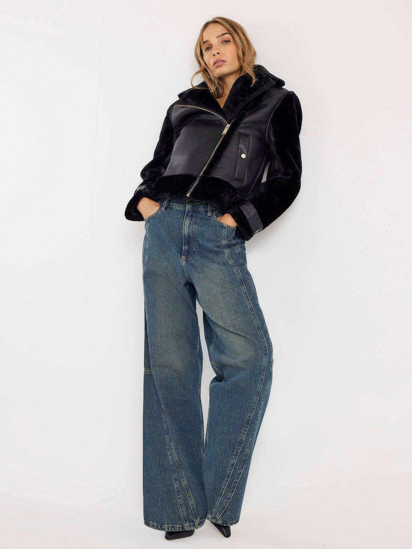 Image 3 of 4 of River Island Boxy Aviator Jacket - Black