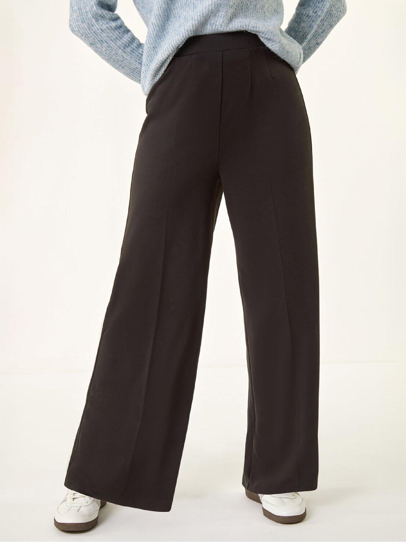 Image 1 of 5 of Roman Wide Leg Ponte Stretch Trouser - Black