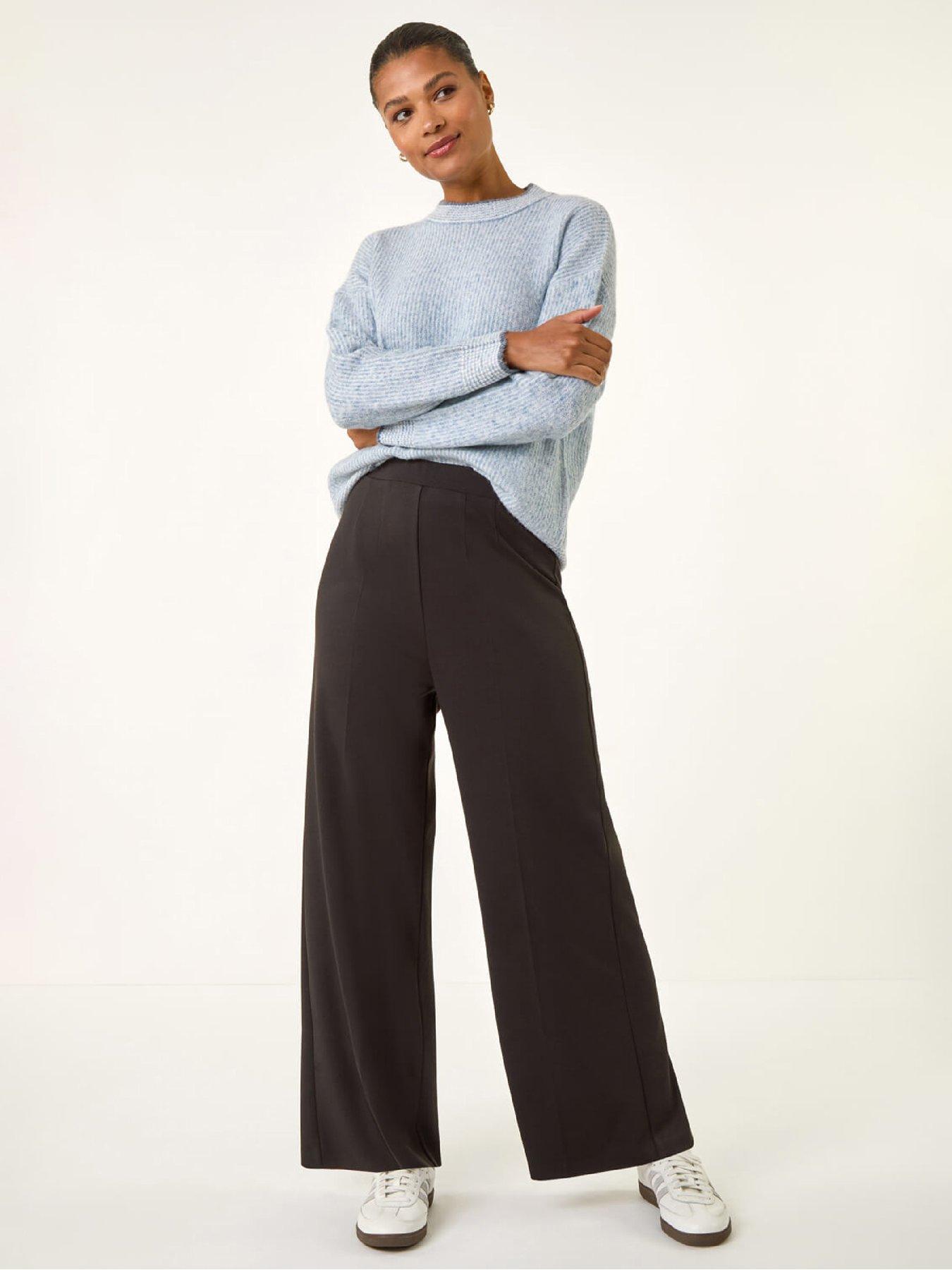 Image 3 of 5 of Roman Wide Leg Ponte Stretch Trouser - Black