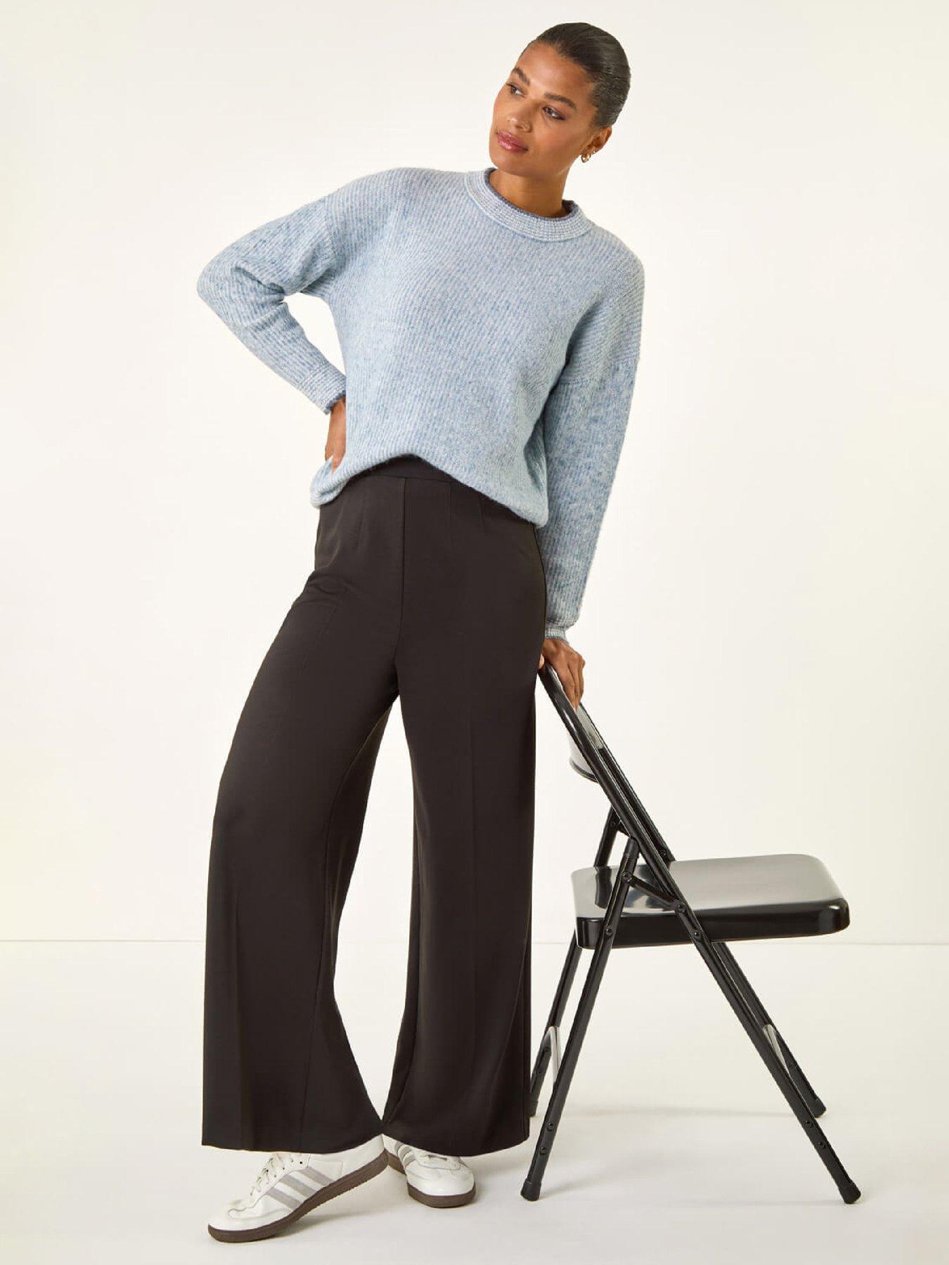 Image 4 of 5 of Roman Wide Leg Ponte Stretch Trouser - Black