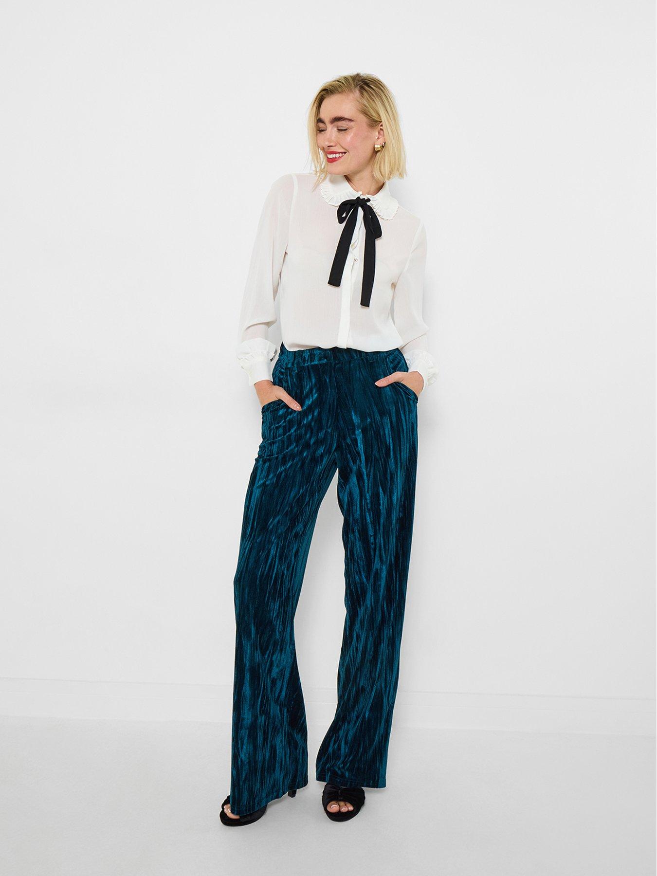 Image 3 of 7 of Joe Browns Loretta Crushed Velvet Trousers - Blue