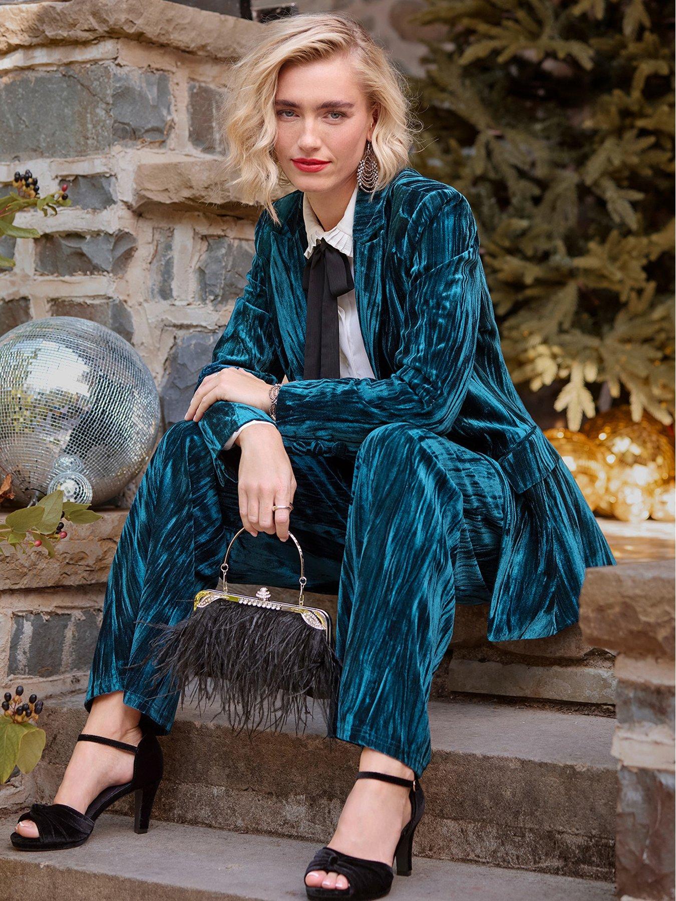 Image 6 of 7 of Joe Browns Loretta Crushed Velvet Trousers - Blue