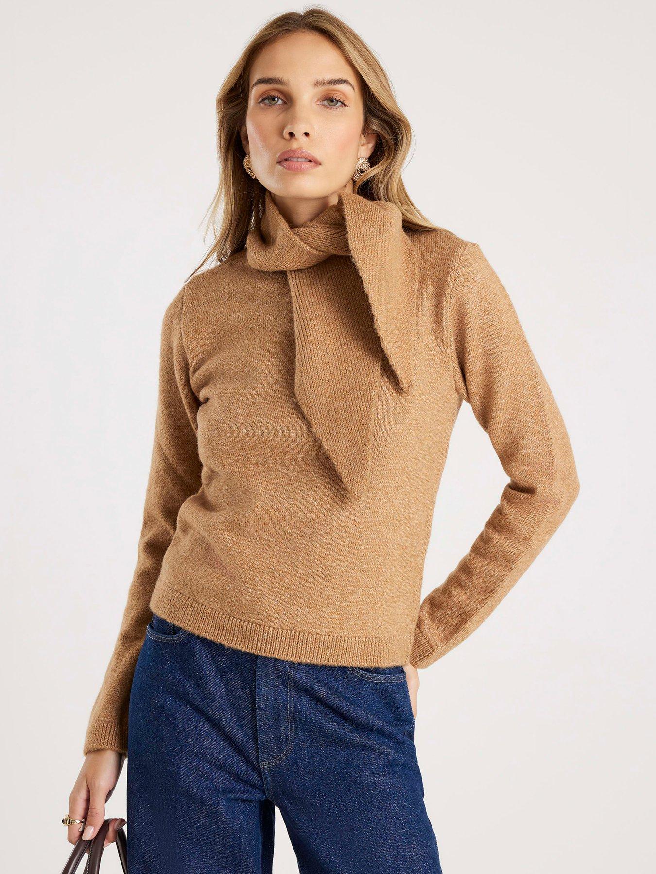 river-island-knit-scarf-jumper-brown