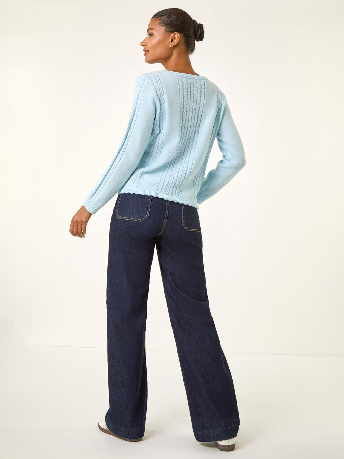 roman-bow-front-buttoned-knit-cardigan-bluestillFront