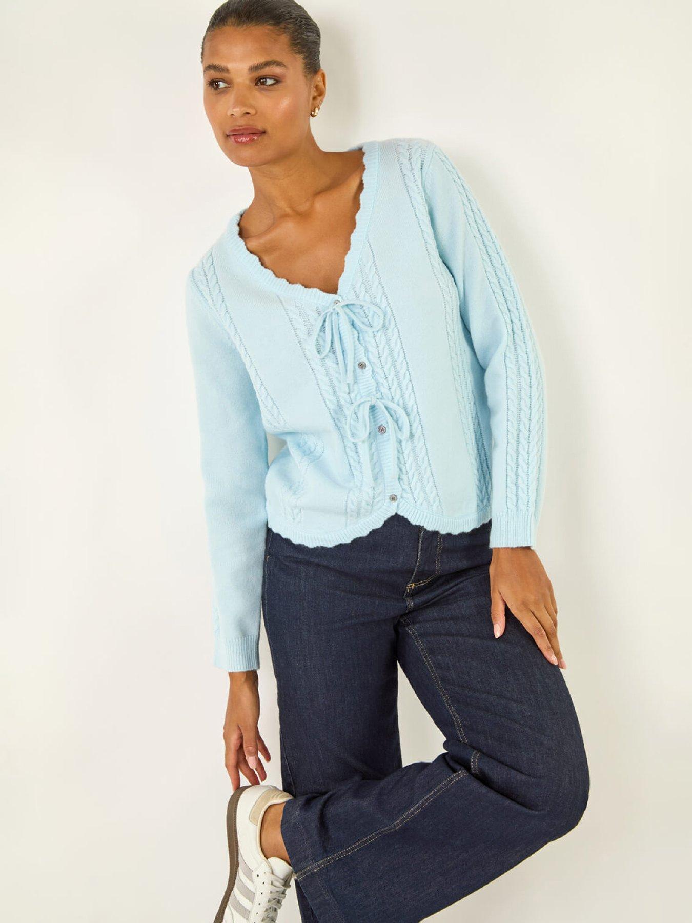 roman-bow-front-buttoned-knit-cardigan-blueoutfit